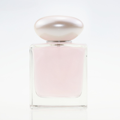 Square Spray Transparent Glass Perfume Bottle With Pearl Cap 100ml