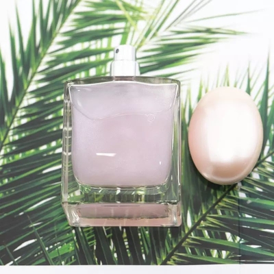 Square Spray Transparent Glass Perfume Bottle With Pearl Cap 100ml