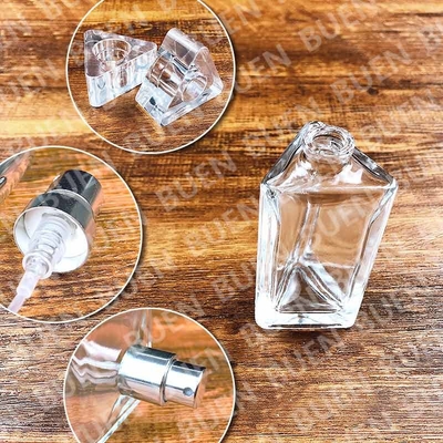 Eco Friendly Triangle Small Glass Perfume Bottle With Acrylic Cap 1oz