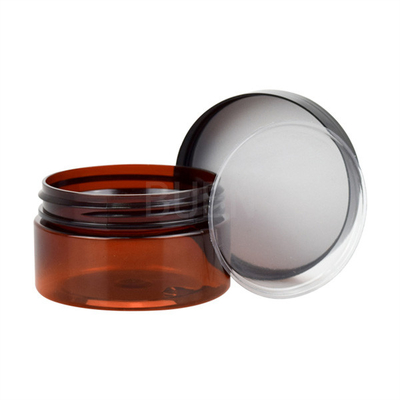 Amber Plastic Cream Jar Packaging With Black Screw Lid 100ml