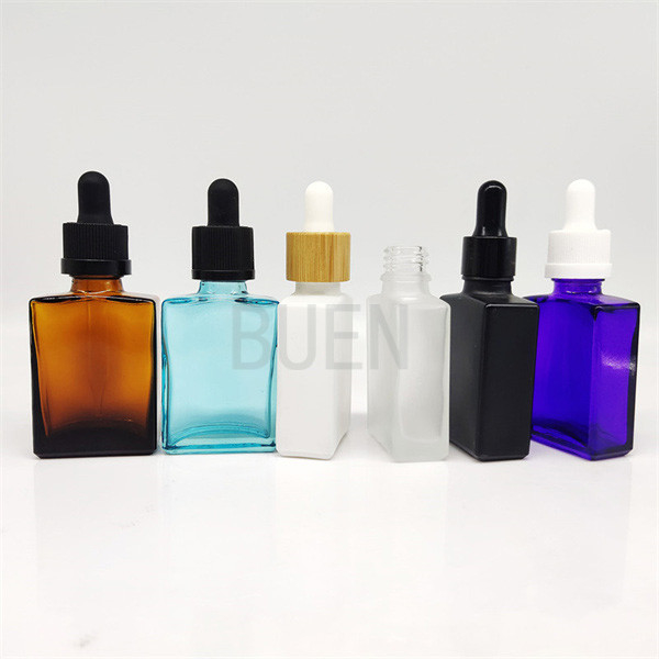 Colorful Square Glass Dropper Bottle empty With Rubber Cap 100ml