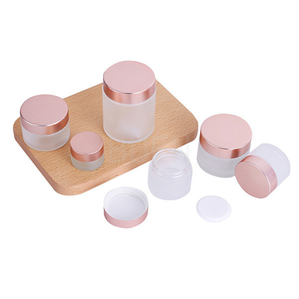 Personal Care Cream Glass Jars Leak Proof  ,  Frosted Empty Cosmetic Container